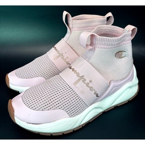 Champion Women's Pink Hi Top Rally Hush Sneakers size 10 - Picture 1 of 9